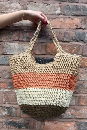 Kenza Raffia Bucket Bag Browns /30=
